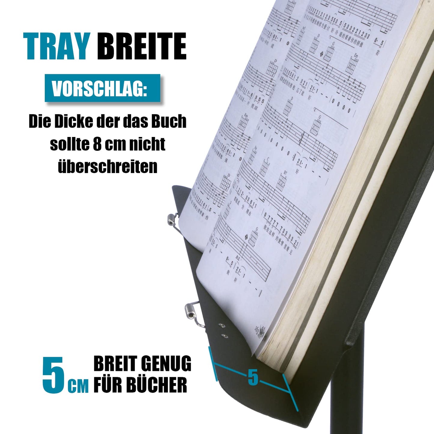 GLEAM Notenständer 5-in-1 – Metall, Tragetasche, Klammer
